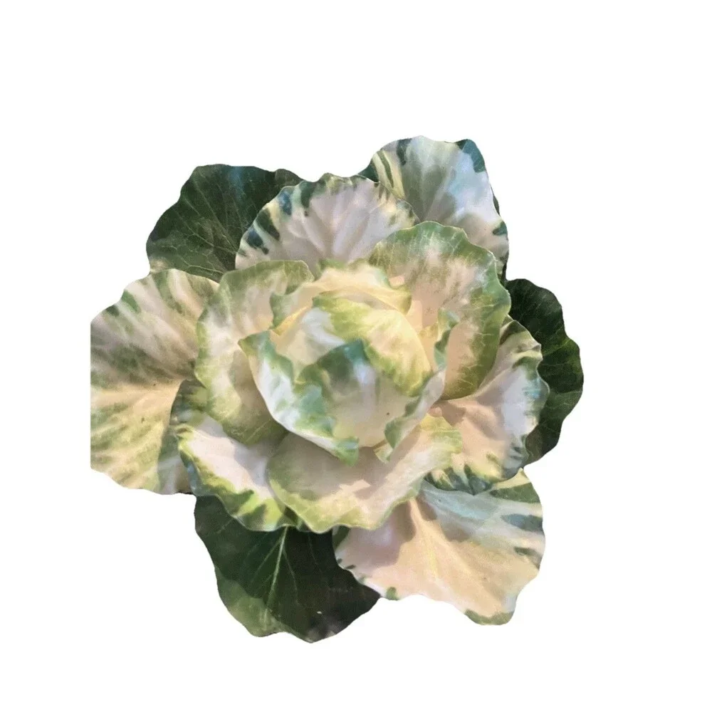 Realistic Potted Cabbage Plastic Ceramic Pot Garden Spring Easter 7inch Green